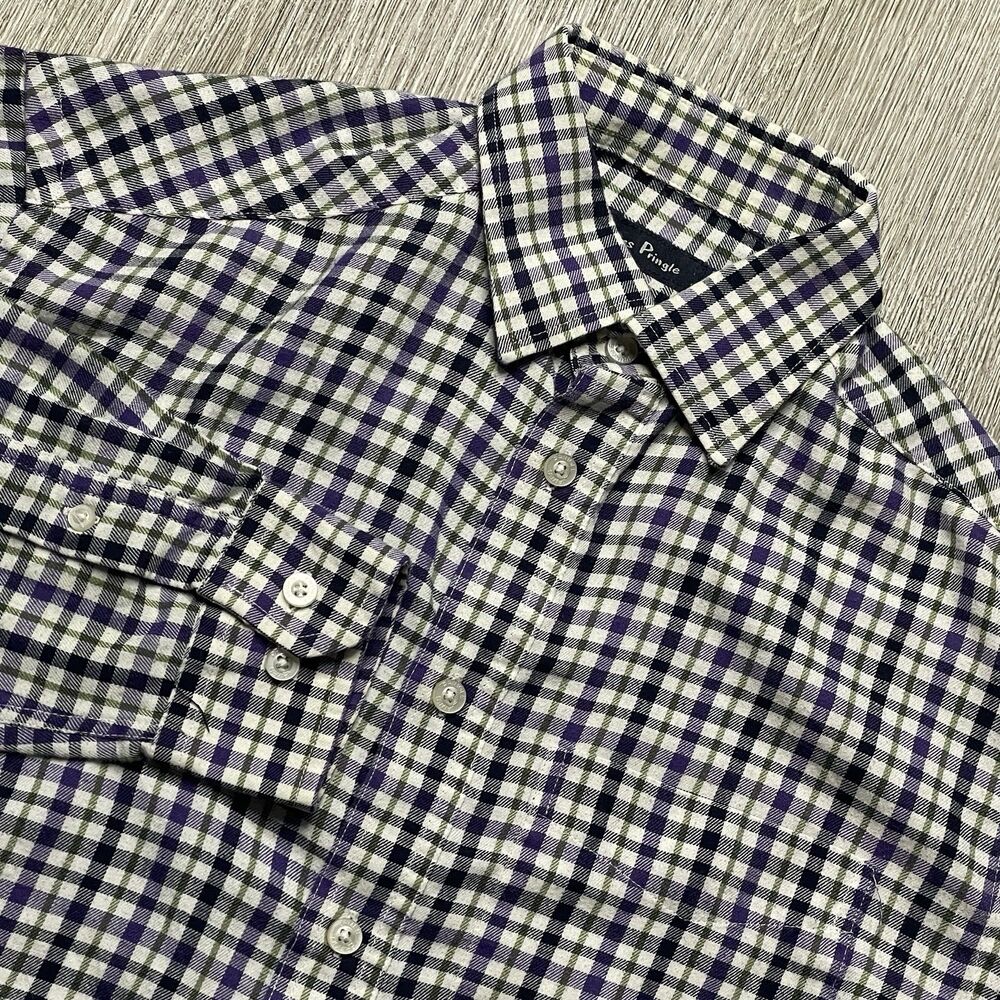 JAMES PRINGLE COLLECTION Checkered Pattern Long Sleeve Dress Shirt Size: S
